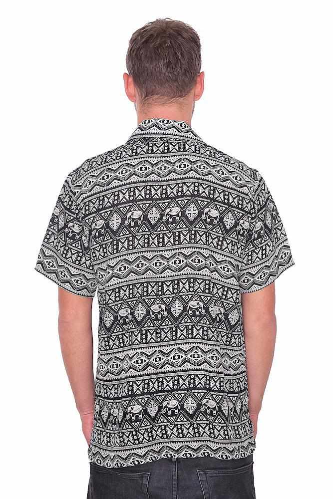BLACK Hawaiian Aloha Short Sleeve - Lannaclothesdesign Shop