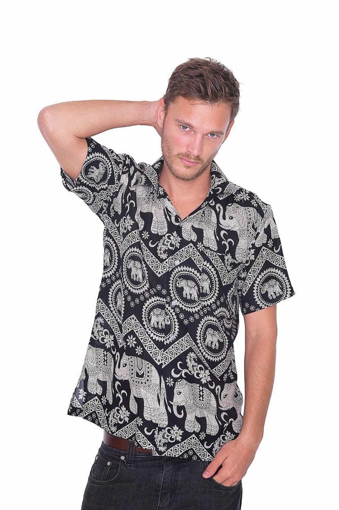 Black Hawaiian Short Sleeve Casual Shirt - Lannaclothesdesign Shop
