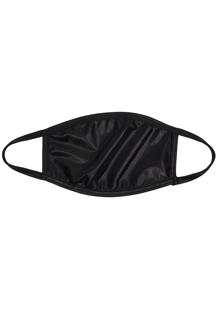 BGlittz Black Latex Dust Mask Limited Edition in black with solid black stretchy latex fabric on breathable rave festival face mask — front view