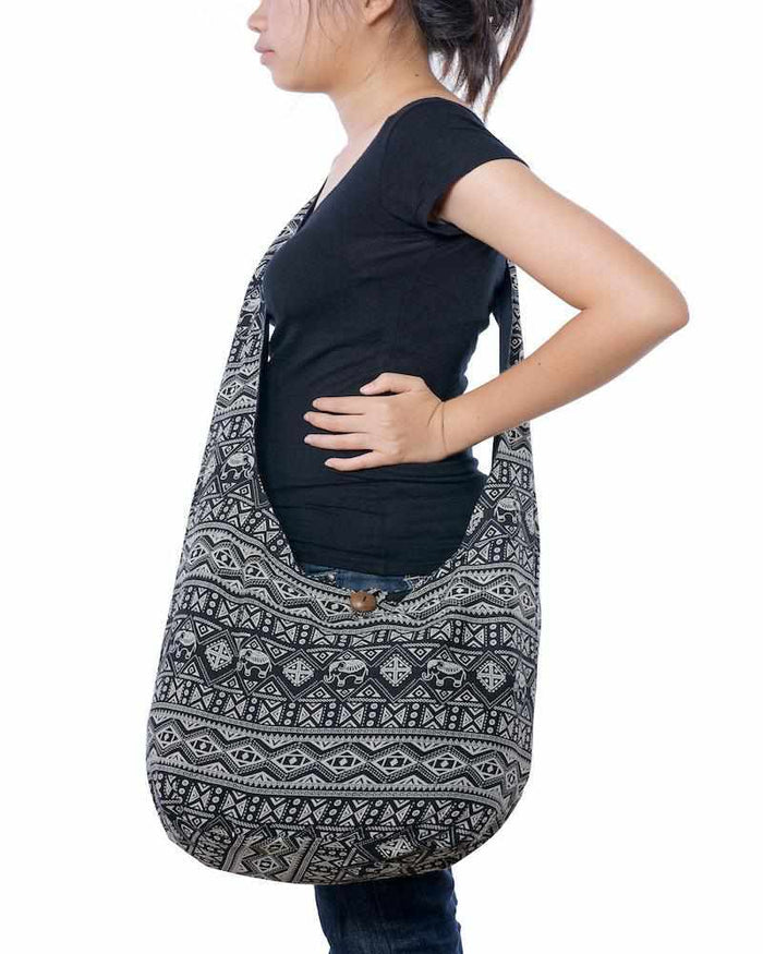 Black Print Shoulder Bag - Lannaclothesdesign Shop