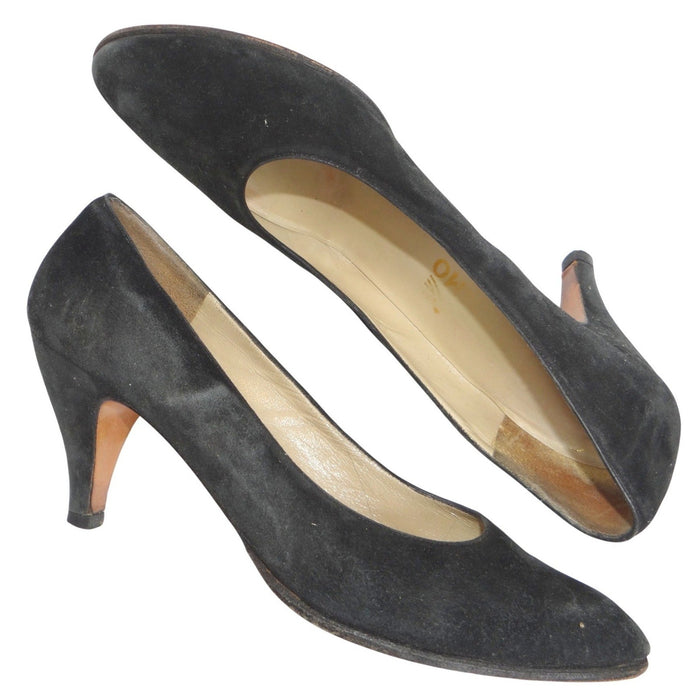 Black Suede Pumps Classic Pointed Toe High Heel Shoes Size 9AA0