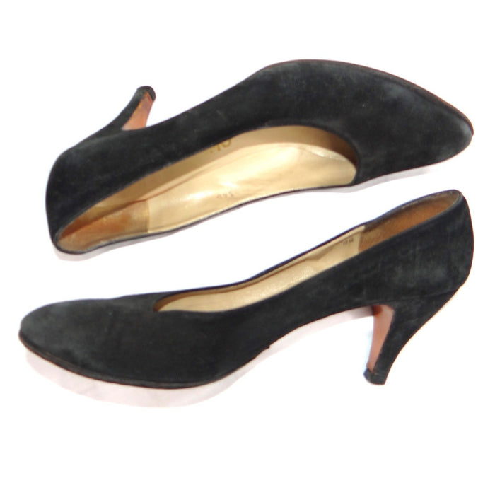 Black Suede Pumps Classic Pointed Toe High Heel Shoes Size 9AA1