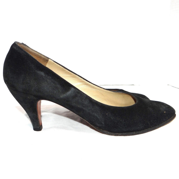 Black Suede Pumps Classic Pointed Toe High Heel Shoes Size 9AA2