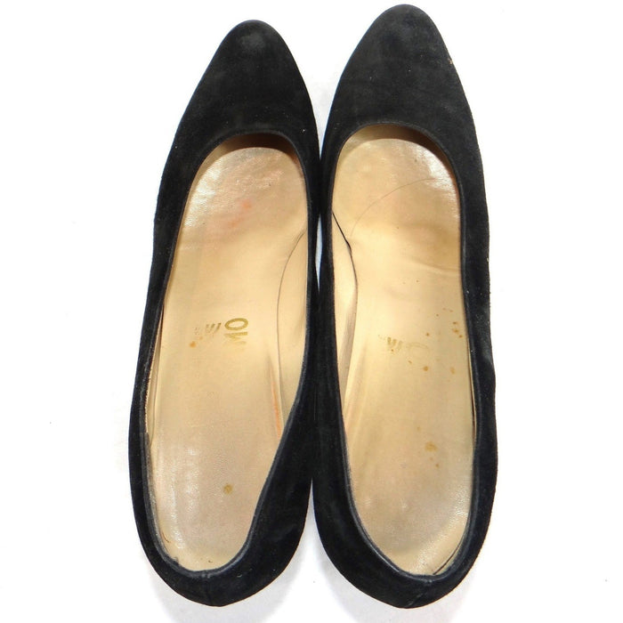 Black Suede Pumps Classic Pointed Toe High Heel Shoes Size 9AA5