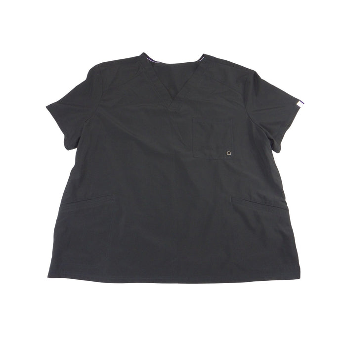 Black V Neck Mesh Back Scrub Top Short Sleeve Medical Uniform0