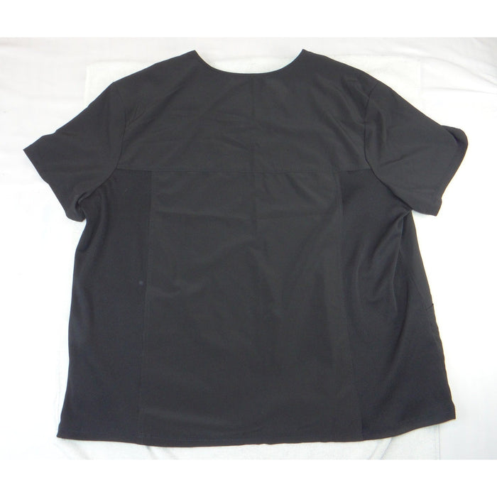 Black V Neck Mesh Back Scrub Top Short Sleeve Medical Uniform1