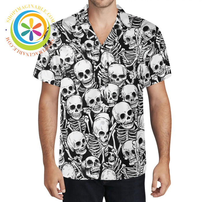 Black & White Skulls Hawaiian Casual Shirt