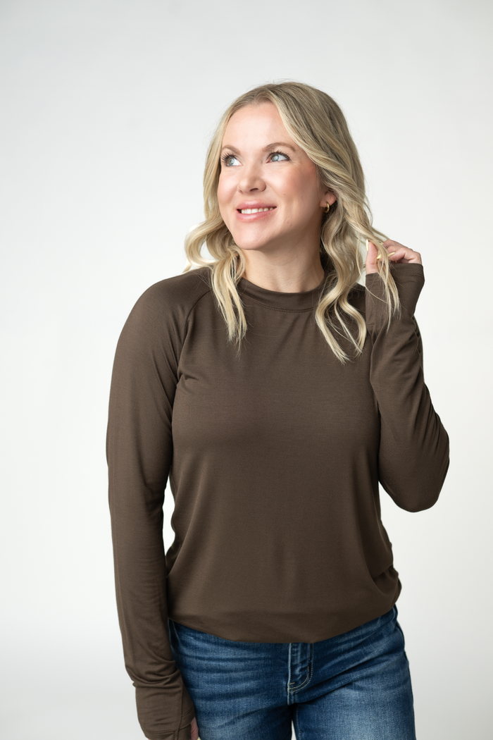 Blair Long Sleeve Top - Brown