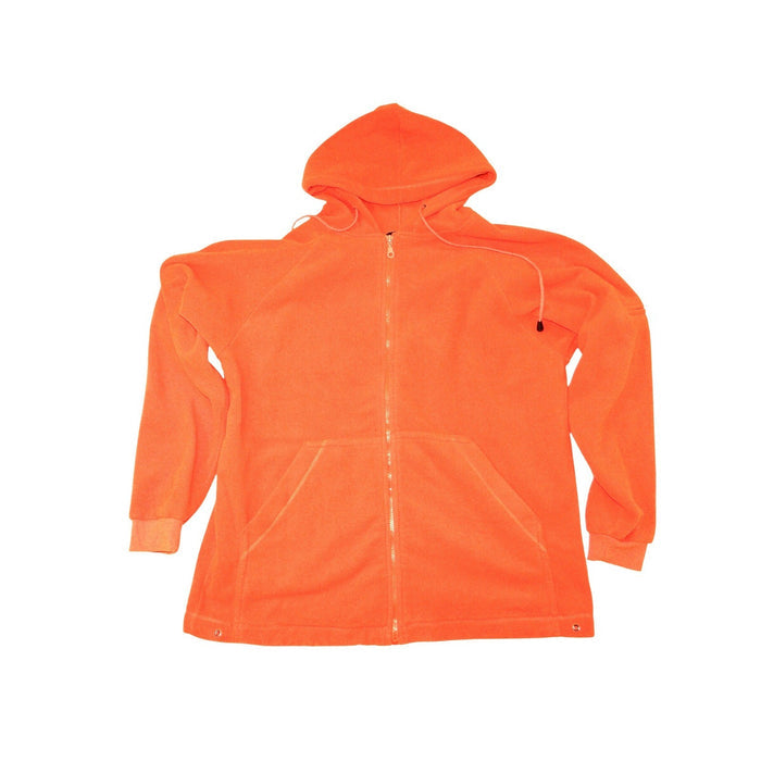 Blaze Orange Fleece Zip Up Hoodie Jacket Long Sleeve Pockets0