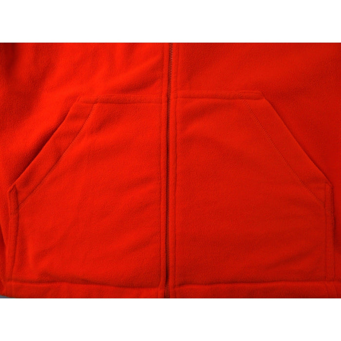 Blaze Orange Fleece Zip Up Hoodie Jacket Long Sleeve Pockets3