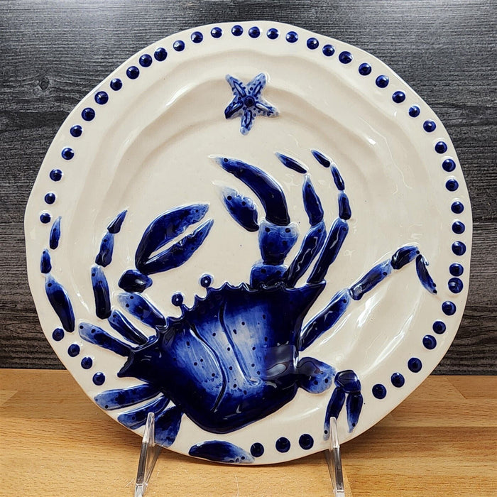 Blue Crab Dinner Plate Embossed 10" Sea Nautical by Blue Sky