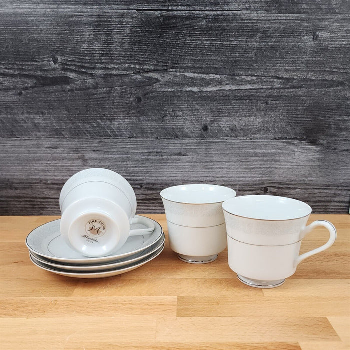 Bluedale 3 Tea Cup & Saucer Set Coffee Mug Ceramic Blue Flowers Fine China Japan