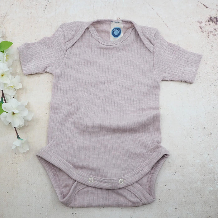 Body à MC en laine, soie et coton bio Cosilana - Rose poudre
