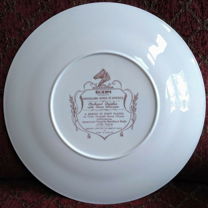 Boehm Plate Woodland Birds of America Orchard Orioles with Pear Blossom 10 5/8"