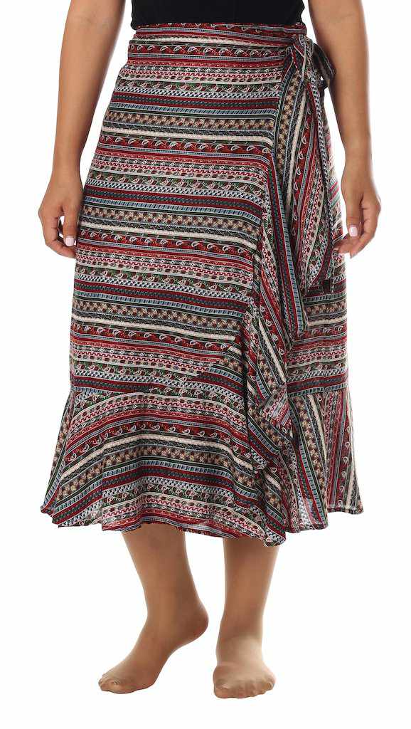 BOHEMIAN MIDI WRAP SKIRT - Lannaclothesdesign Shop