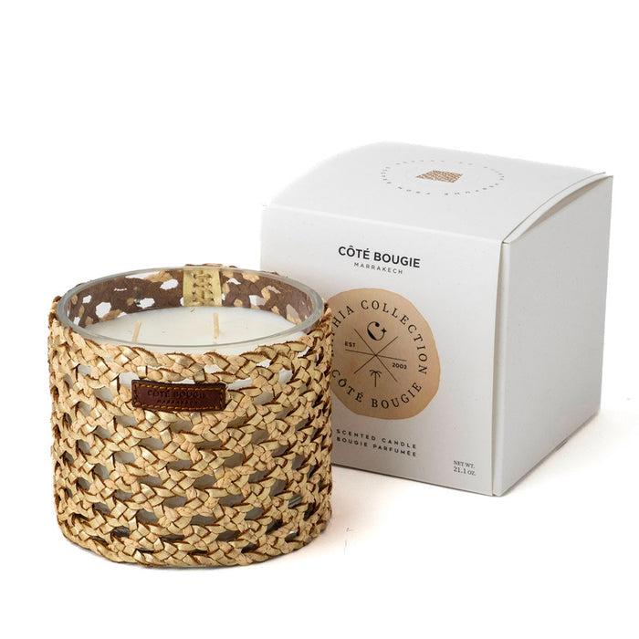 BOUGIE RAPHIA CUIR YARA M/ ROSE OUD MANDARINE MAJORELLE