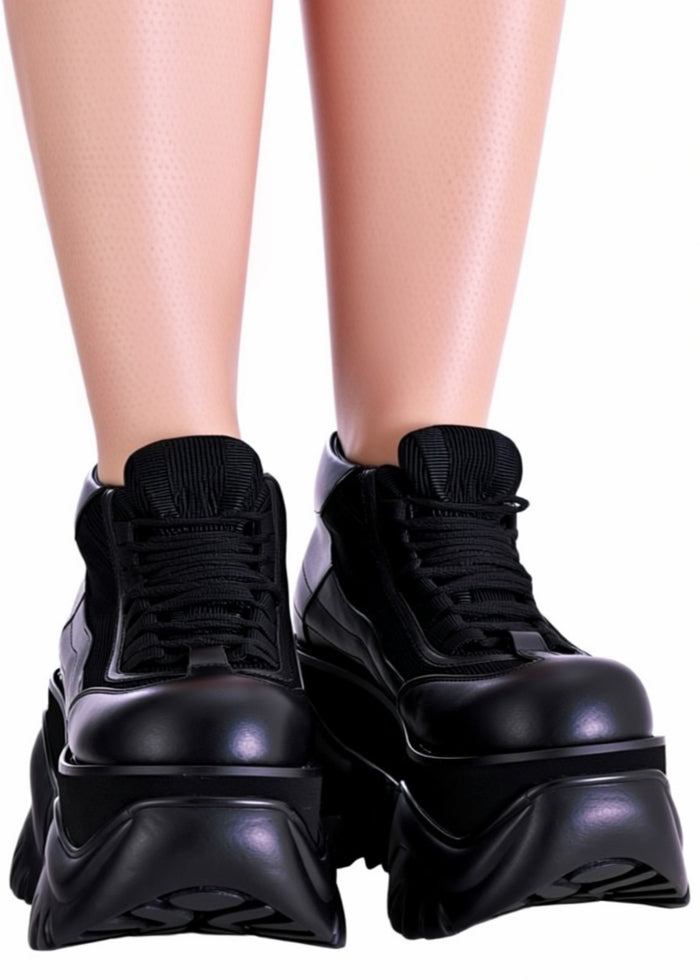 BOXER 01 Cyberpunk Unisex Black Platform Sneakers