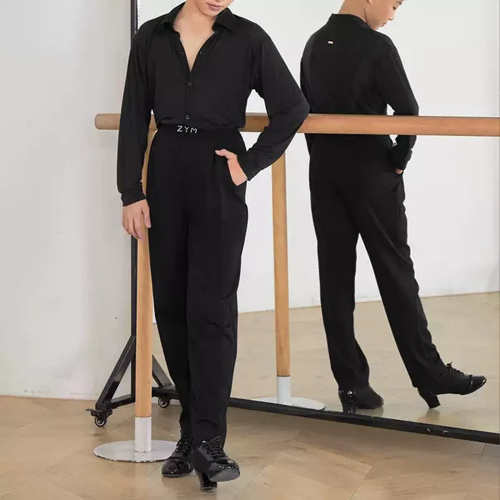 Boy's High-Waisted Dance Pants Latin Dance Practice Clothes