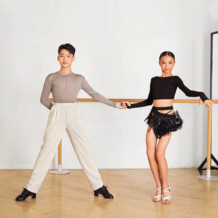 Boy's High-Waisted Dance Pants Latin Dance Practice Clothes