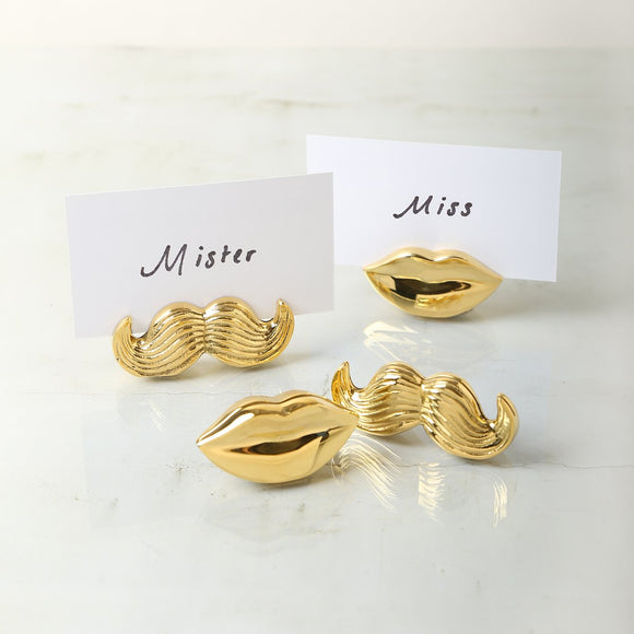 BRASS MR. & MRS. MUSE PLACE CARD HOLDERS - SET OF 4