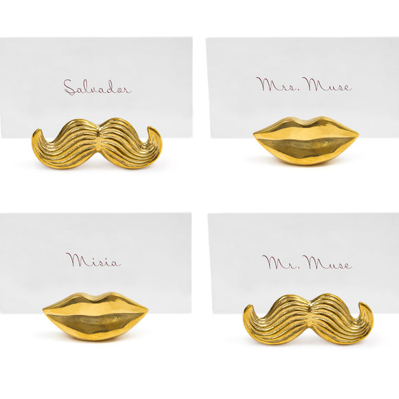 BRASS MR. & MRS. MUSE PLACE CARD HOLDERS - SET OF 4