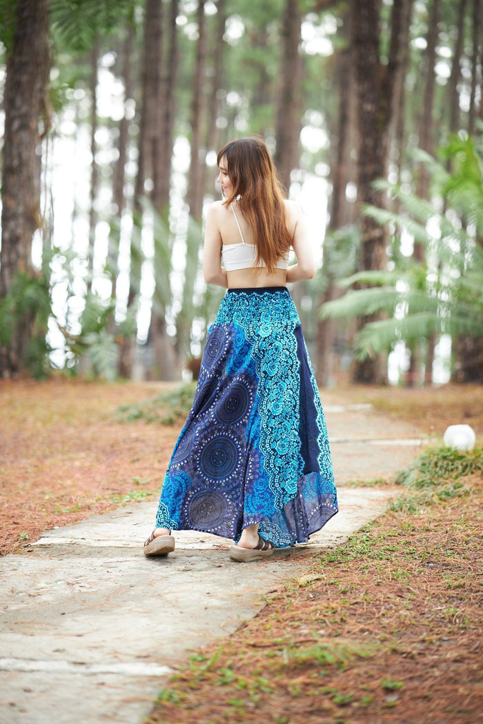 BRIGHT BLUE BOHO MAXI SKIRT - Lannaclothesdesign Shop