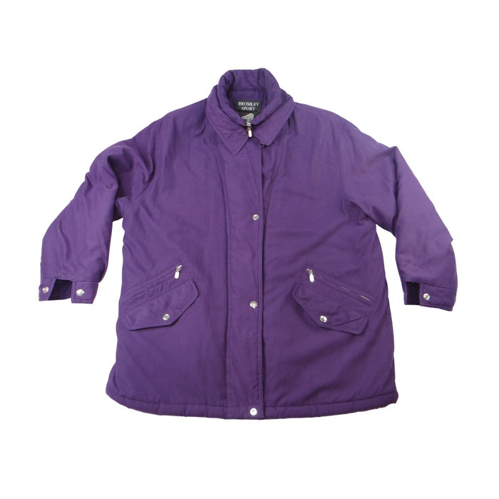 Bromley Sport Purple Quilted Lined Zip Jacket Women Sz L Thermo Loft Insulation0