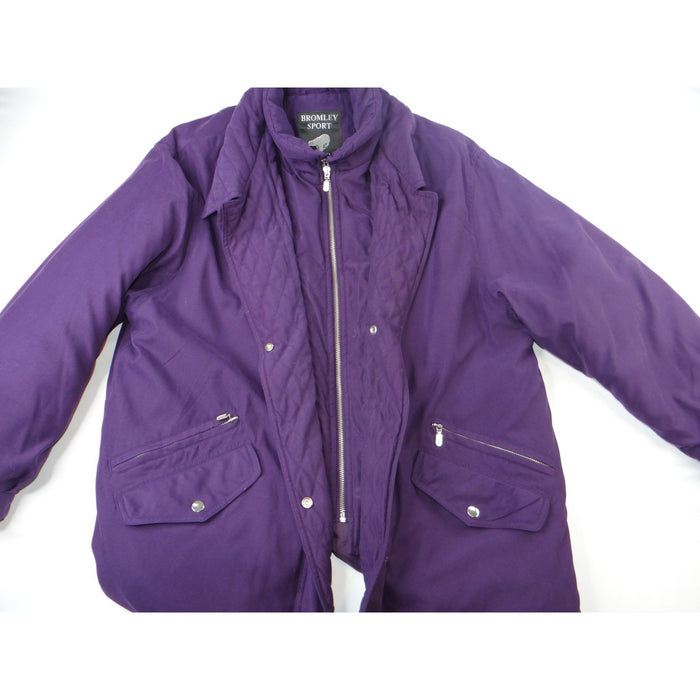 Bromley Sport Purple Quilted Lined Zip Jacket Women Sz L Thermo Loft Insulation1