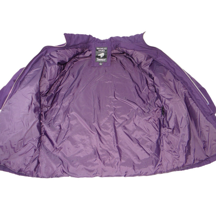 Bromley Sport Womens Purple Quilted Lined Jacket Size L Thermoloft Winter Coat1