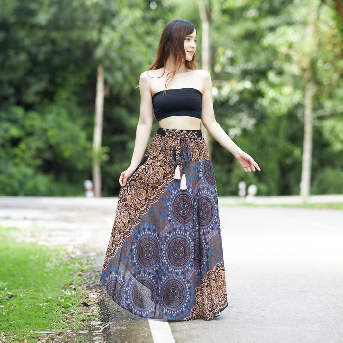 BROWN LONG BOHO SKIRT - Lannaclothesdesign Shop