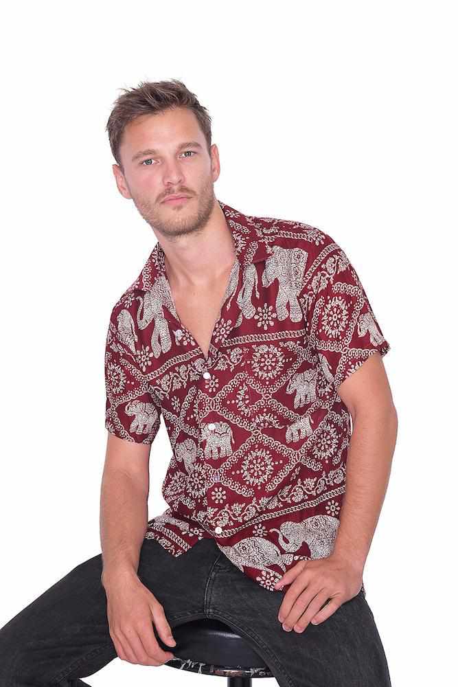 BURGUNDY Aloha Short Sleeve Shirt - Lannaclothesdesign Shop