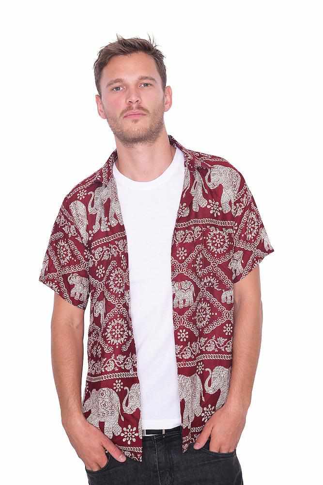 BURGUNDY Aloha Short Sleeve Shirt - Lannaclothesdesign Shop