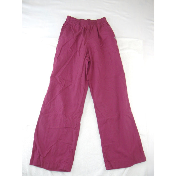 Butter Soft Womens Scrub Set Burgundy V Neck Top Elastic Waist Pants Size Small1