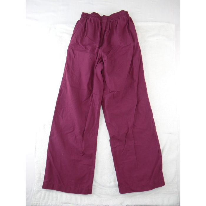 Butter Soft Womens Scrub Set Burgundy V Neck Top Elastic Waist Pants Size Small2