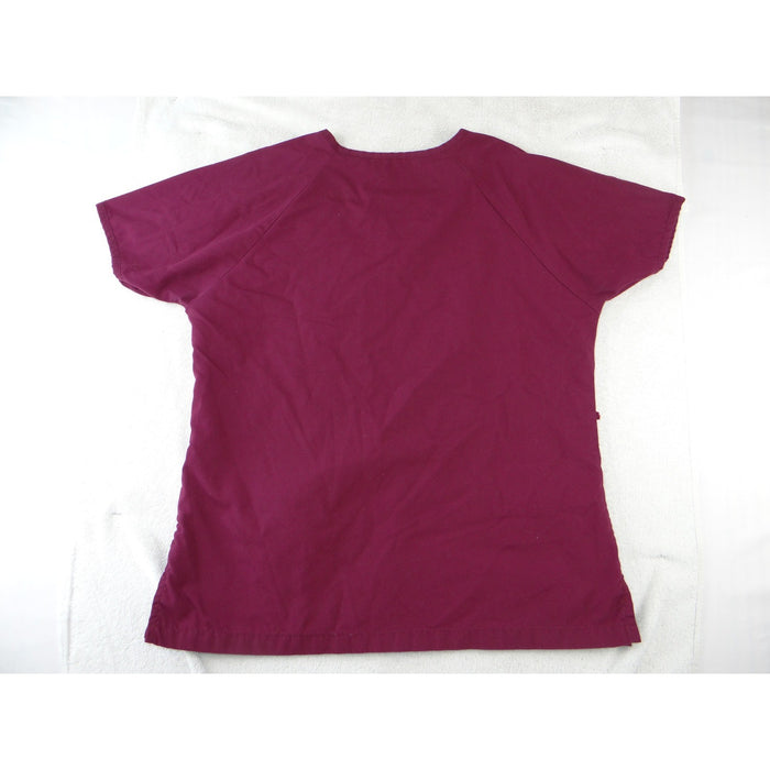 Butter Soft Womens Scrub Set Burgundy V Neck Top Elastic Waist Pants Size Small5