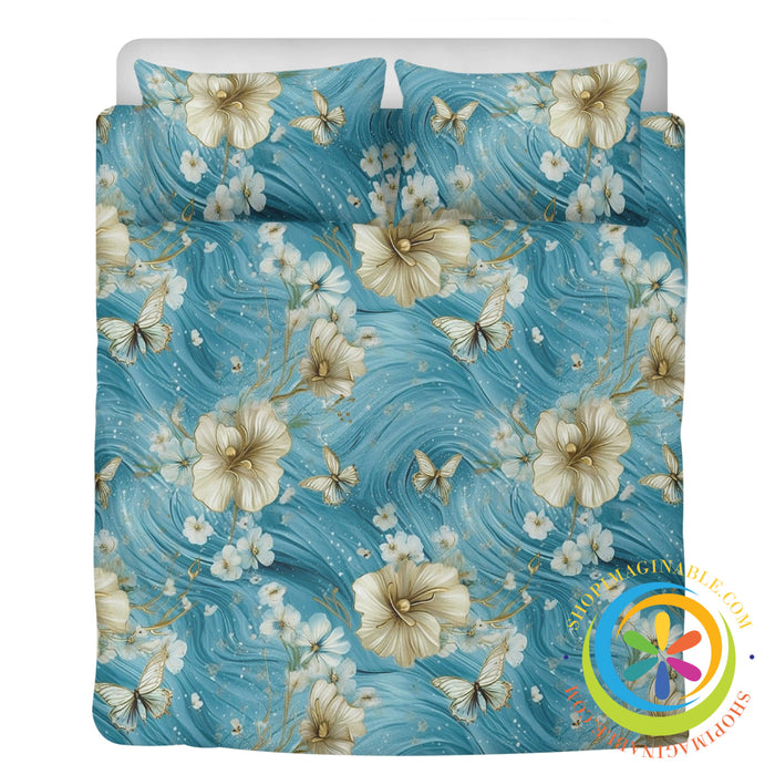 Butterfly Floral Love Heart Bedding Set
