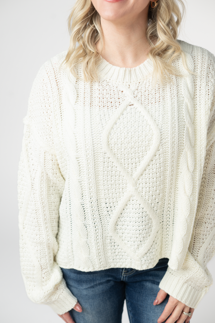 Cable Knit Sweater - Ivory