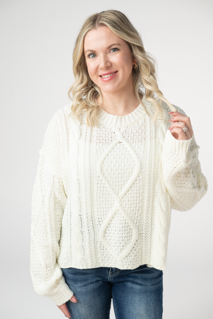 Cable Knit Sweater - Ivory