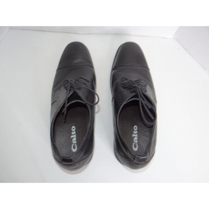 Calto Mens Black Leather Elevator Dress Shoes Cap Toe Oxford S3705 US 126