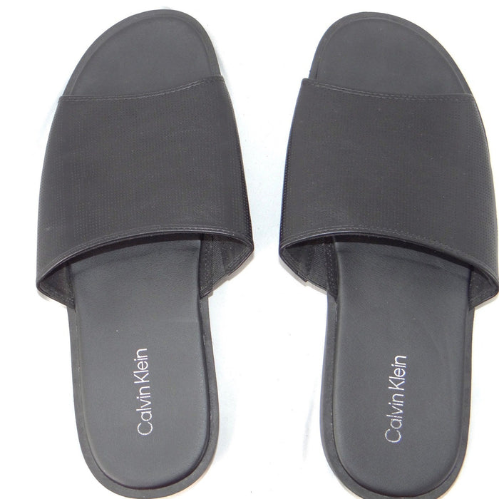 Calvin Klein Mens Black Micro Perforated Slide Sandals Size 12 US 46 EUR5