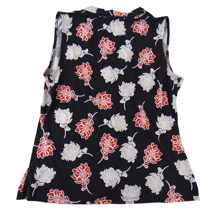 Calvin Klein Womens Black Red Floral Sleeveless V Neck Blouse Size Large2