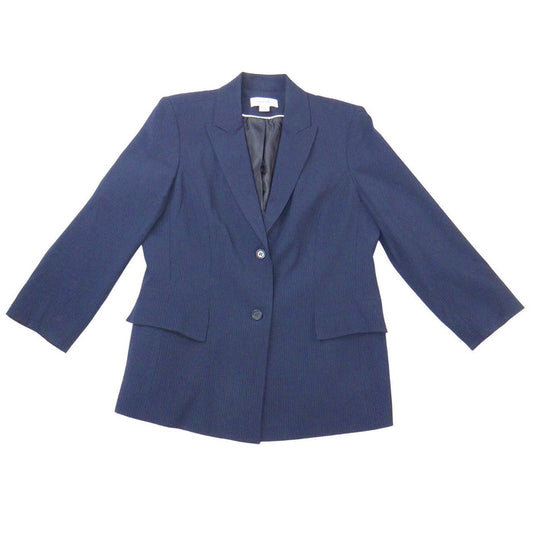 Calvin Klein Womens Navy Blue Pinstripe Two Button Blazer Jacket Size 140