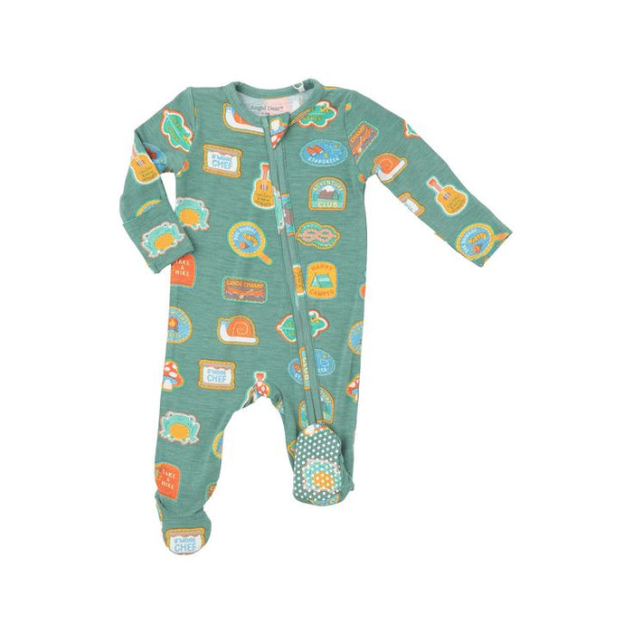 Camp Patches 2 Way Zipper Footie - Angel Dear - Hank & Sylvie's