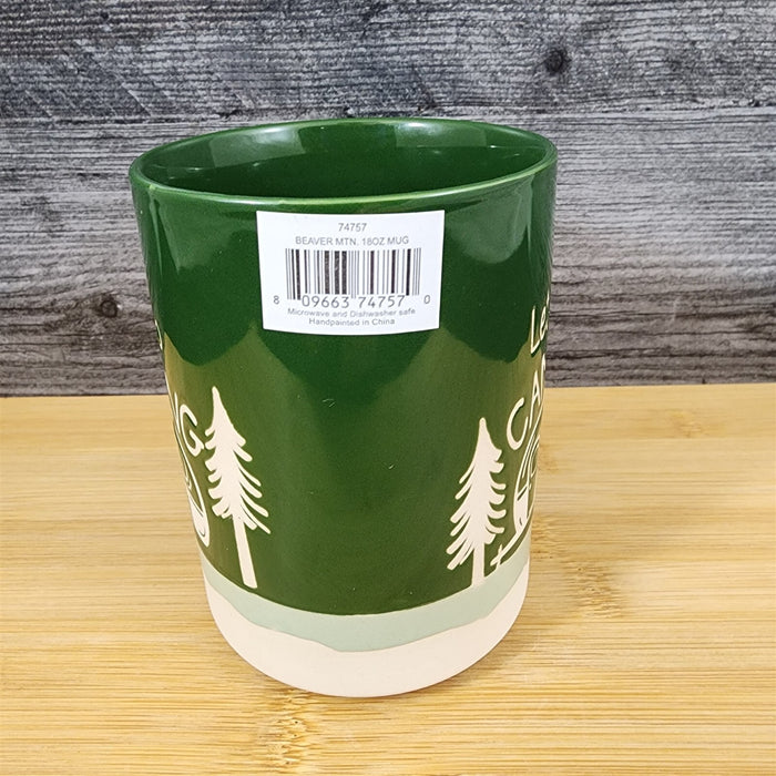 Camper Camping Coffee Mug 18oz (532ml) Ceramic Embossed Green Tea Cup Blue Sky
