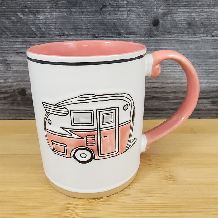 Camper Travel Trailer RV Coffee Mug by Blue Sky 16 oz Ceramic Embossed Tea Cup