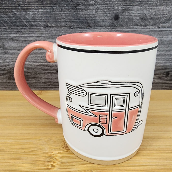 Camper Travel Trailer RV Coffee Mug by Blue Sky 16 oz Ceramic Embossed Tea Cup