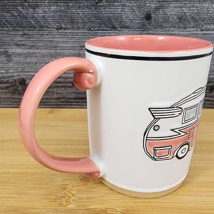 Camper Travel Trailer RV Coffee Mug by Blue Sky 16 oz Ceramic Embossed Tea Cup