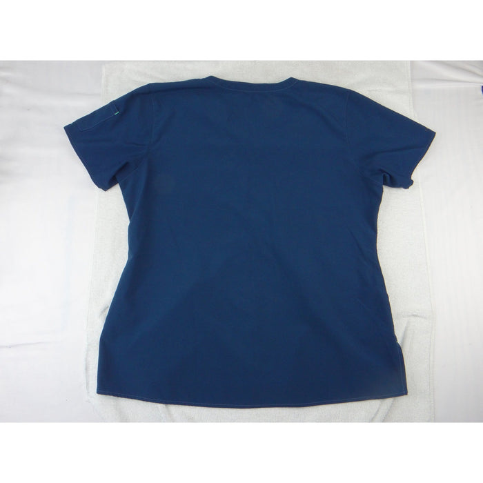 Carhartt Womens V Neck Scrub Top Navy Blue Lime Green Trim XL 35571