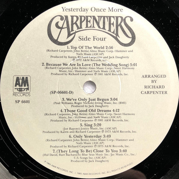 Carpenters - Yesterday Once More (LP) [US] 1st (Near Mint (NM or M-))