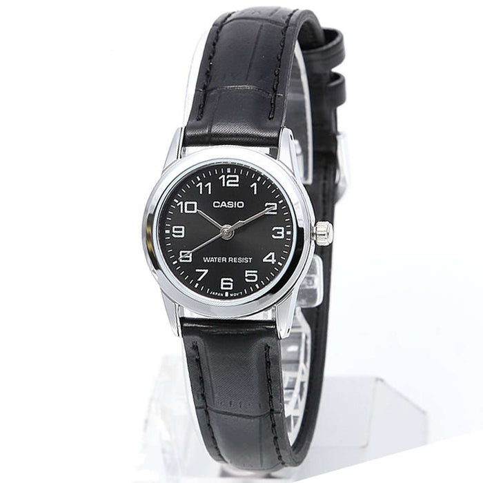 Casio LTP-V001L-1B Black Leather Watch for Women-Watch Portal Philippines